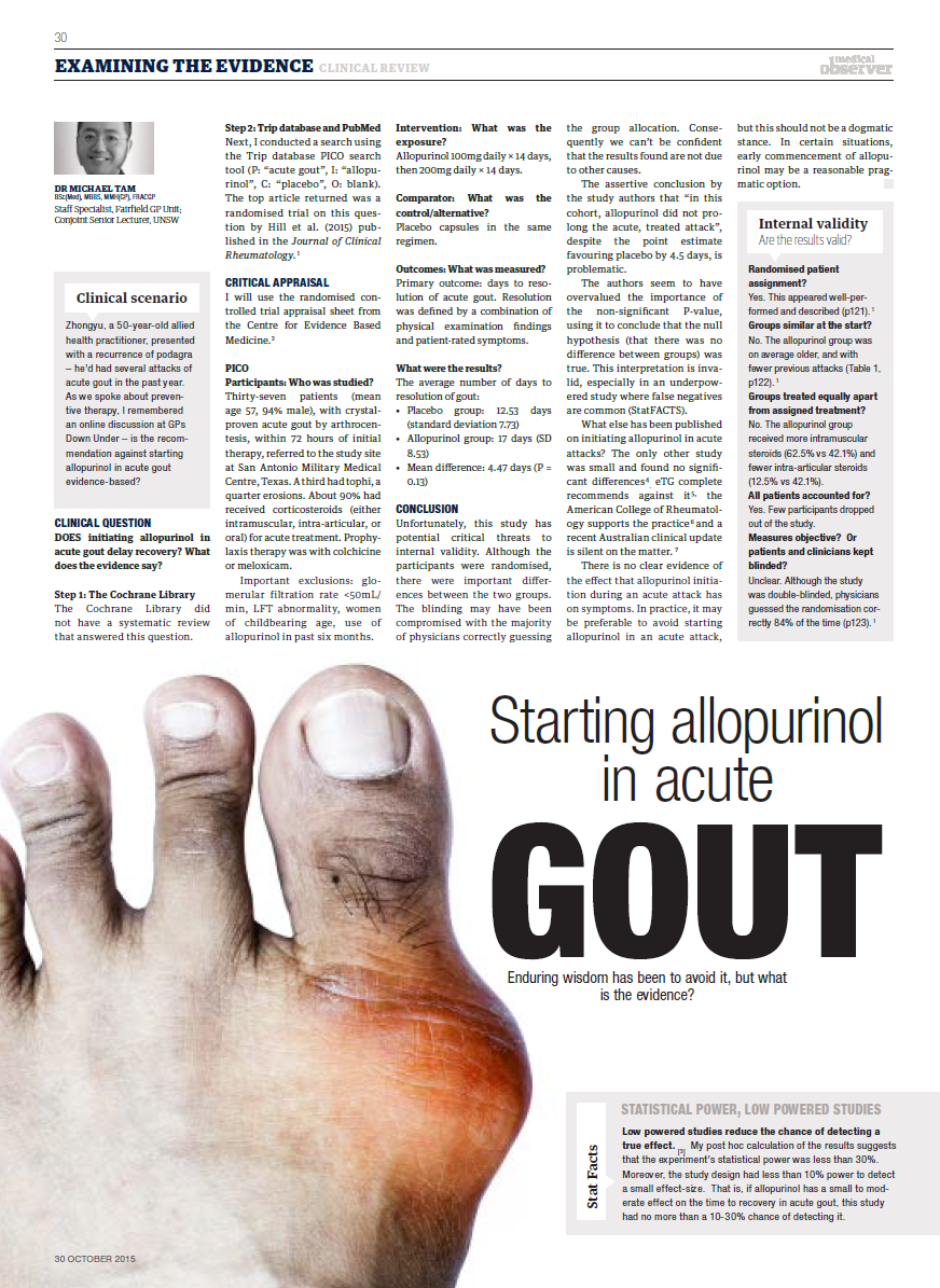 Starting allopurinol in acute gout  Morsels of Evidence